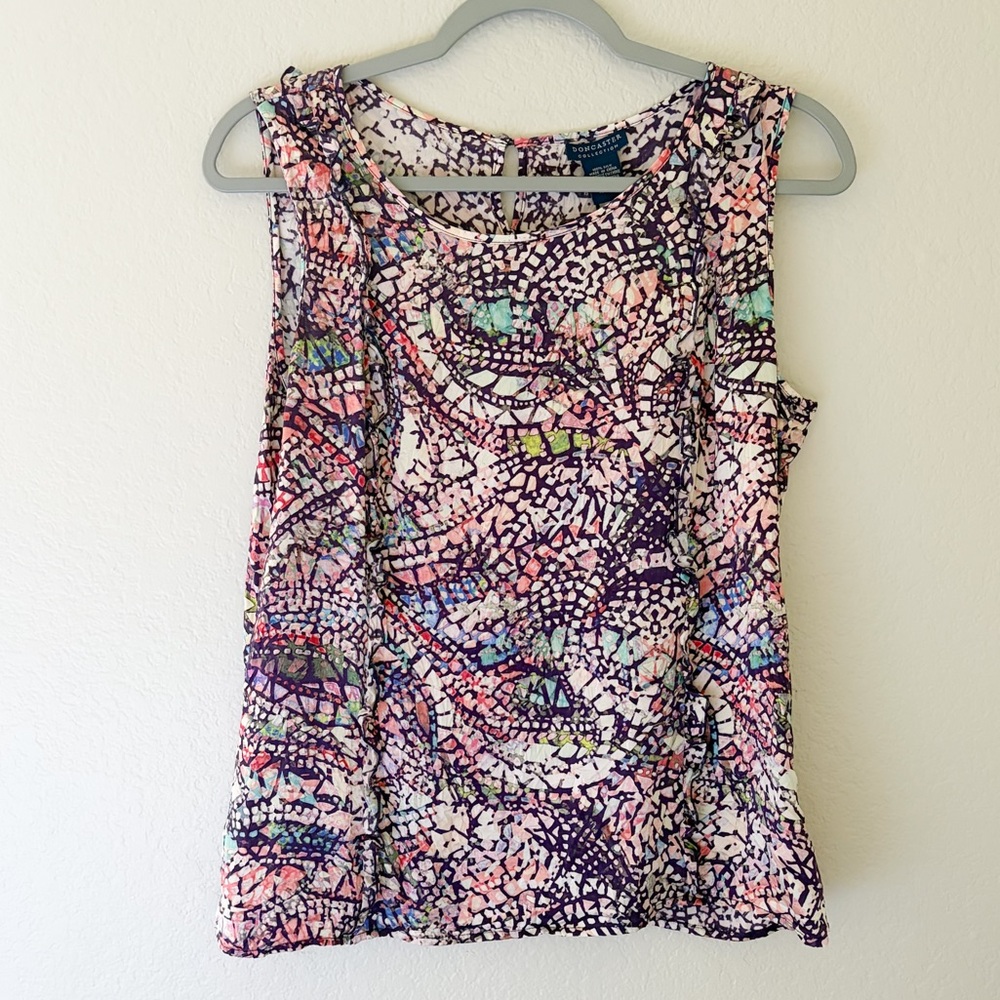Doncaster Silk Mosaic Print Sleeveless Blouse